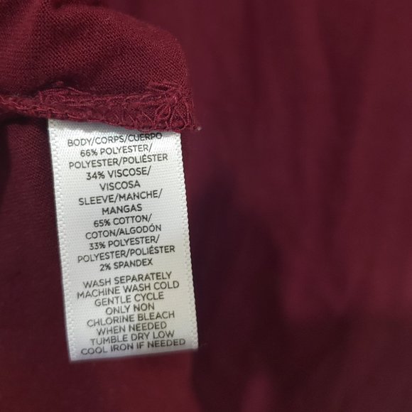 Ann Taylor LOFT 3/4 Sleeve Maroon Top (SP) - Picture 3 of 3